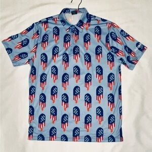 Patriotic Blue and Red Bomb Pop Men's Polo Shirt by. Golf Gods